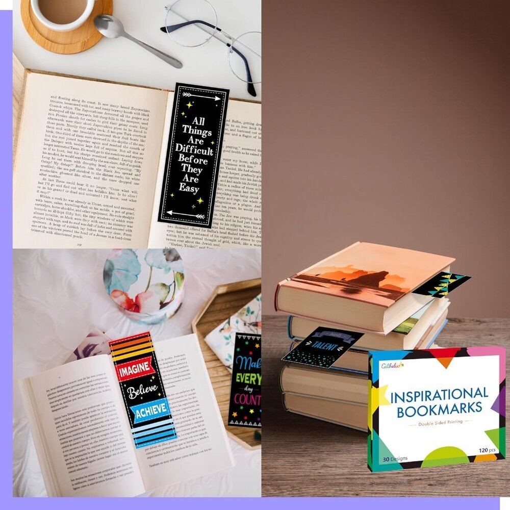 120 PCS Motivational Bookmarks, 30 Designs Double Sided Printing Paper Bookmarks - Picture 6 of 8